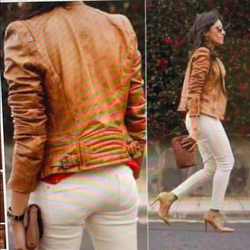 Zara cognac leather jacket size Small